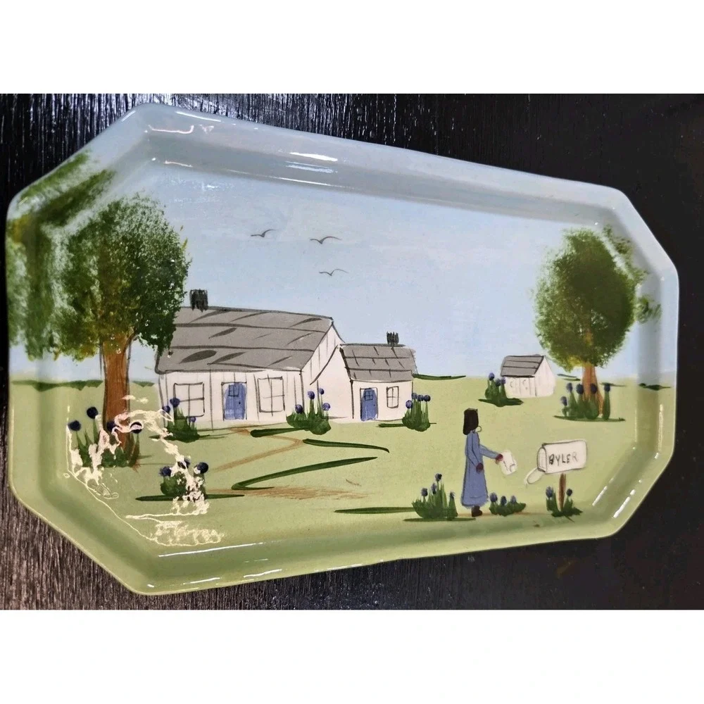 Vintage handpainted Signed 1980 Linda Davis‎ Decorative Plate 
